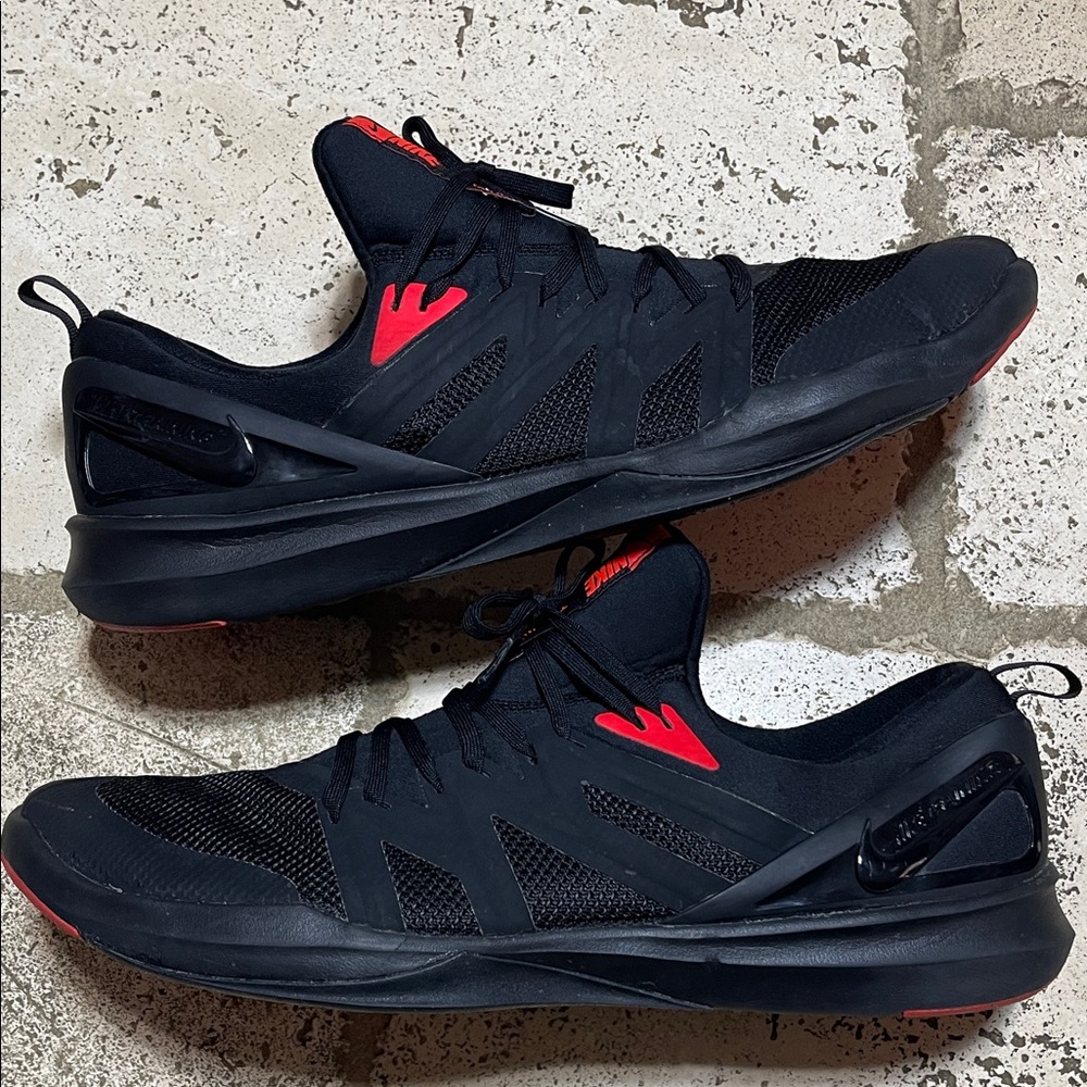 Nike Training Black Sneakers with Red Accents Size 14